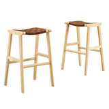 Contemporary Woven Leather and Wood Bar Stool Set of 2 - Stools available at Alpine Outlets in Denver