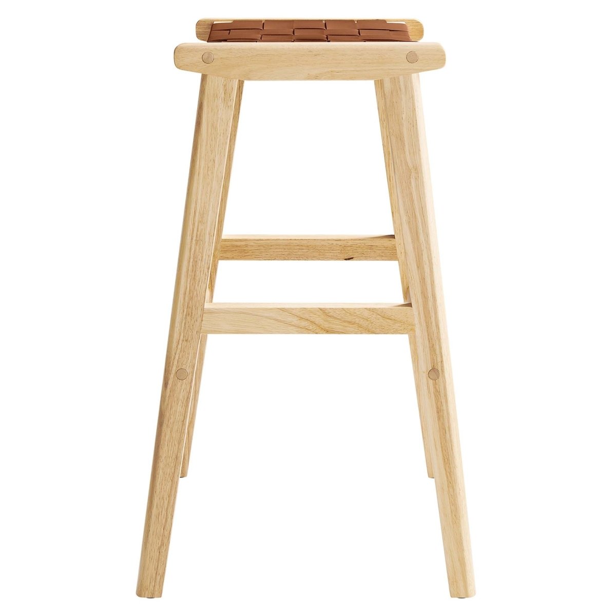 Contemporary Woven Leather and Wood Bar Stool Set of 2 - Stools available at Alpine Outlets in Denver