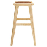 Contemporary Woven Leather and Wood Bar Stool Set of 2 - Stools available at Alpine Outlets in Denver