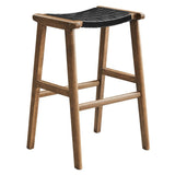 Contemporary Woven Leather and Wood Bar Stool Set of 2 - Stools available at Alpine Outlets in Denver