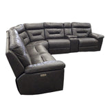 Corry 6 - Piece Leather Power Reclining Sectional Sofa - Gray - available at Alpine Outlets in Denver