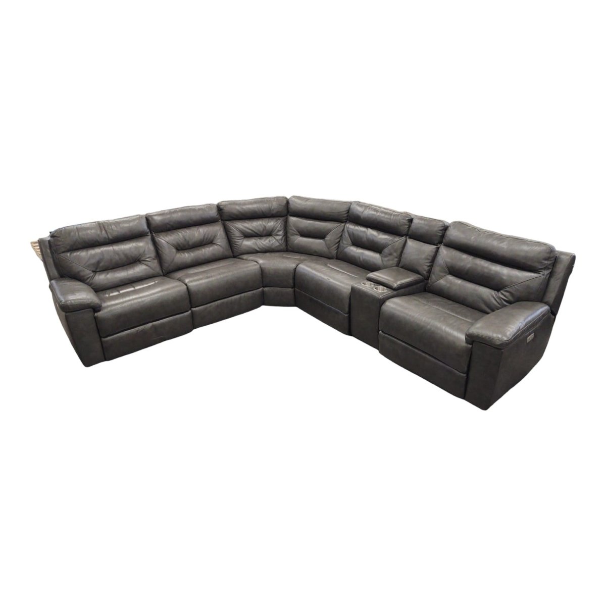 Corry 6 - Piece Leather Power Reclining Sectional Sofa - Gray - available at Alpine Outlets in Denver