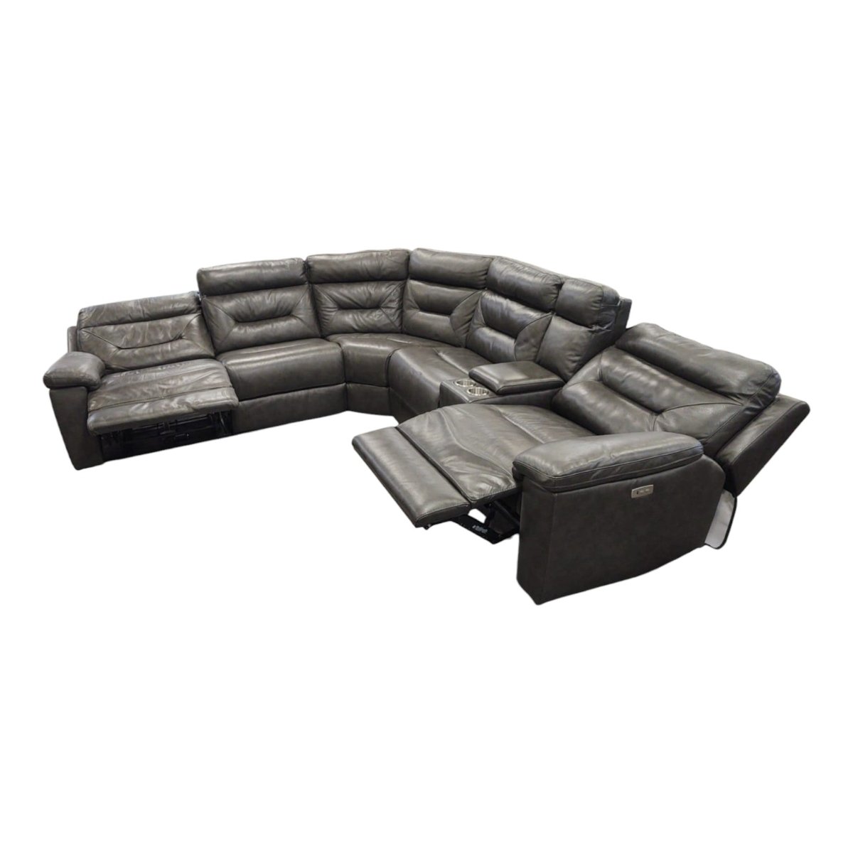 Corry 6 - Piece Leather Power Reclining Sectional Sofa - Gray - available at Alpine Outlets in Denver