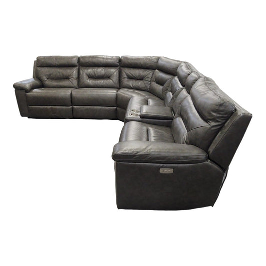 Corry 6 - Piece Leather Power Reclining Sectional Sofa - Gray - Alpine Outlets