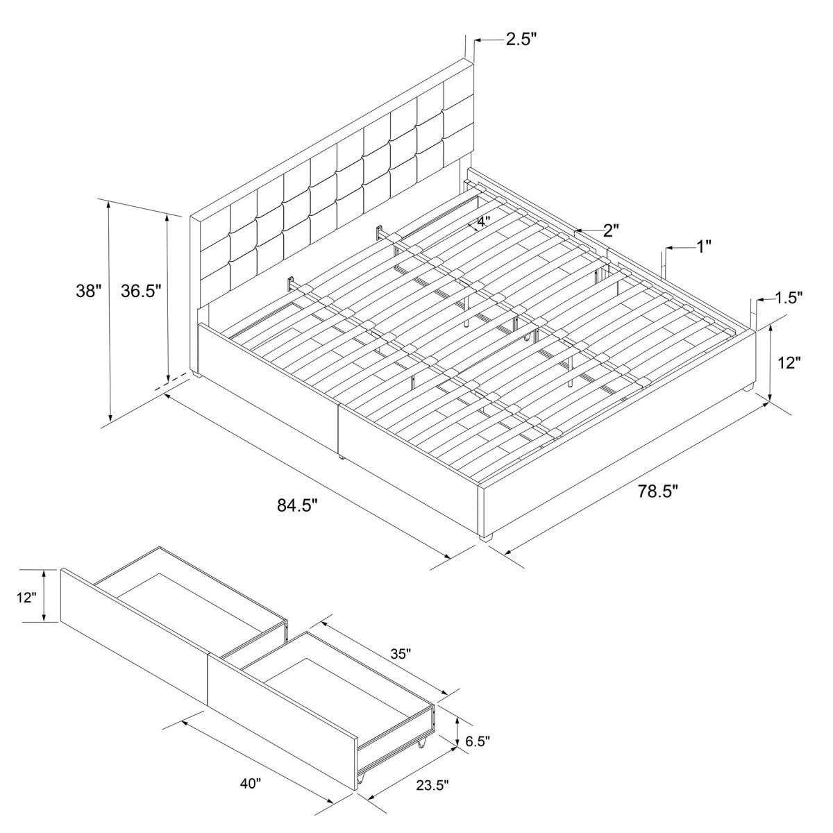 CosmoLiving Serena Upholstered Bed with Drawers - King Size - available at Alpine Outlets in Denver