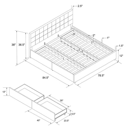 CosmoLiving Serena Upholstered Bed with Drawers - King Size - available at Alpine Outlets in Denver