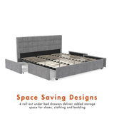 CosmoLiving Serena Upholstered Bed with Drawers - King Size - Alpine Outlets