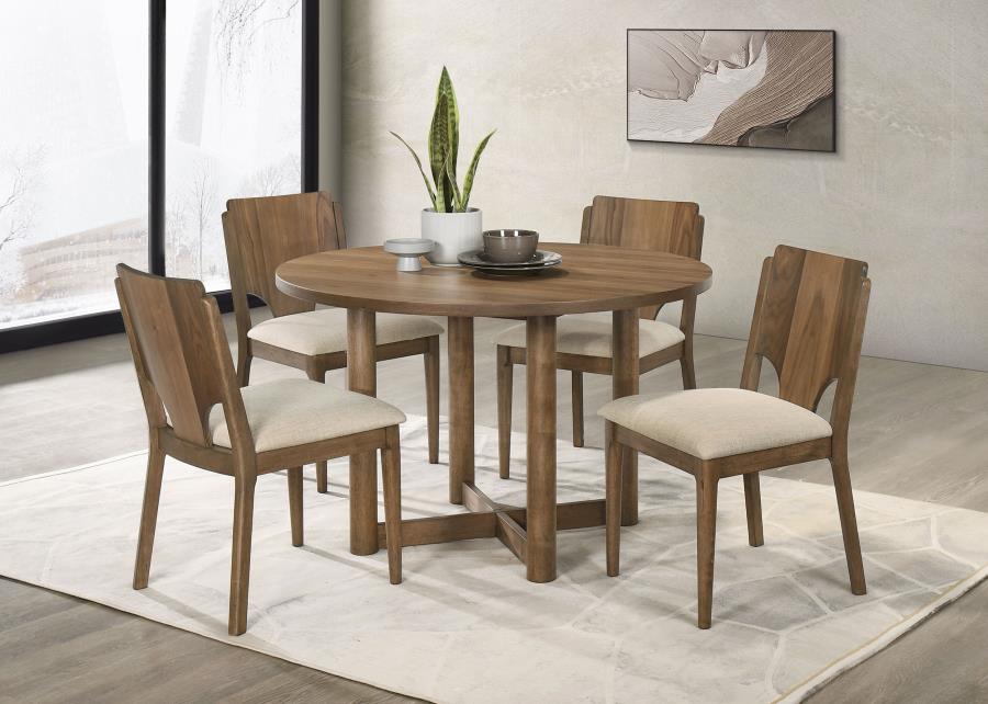 Crestmore 46 - inch Round Wood Dining Table Walnut - Dining Tables available at Alpine Outlets in Denver