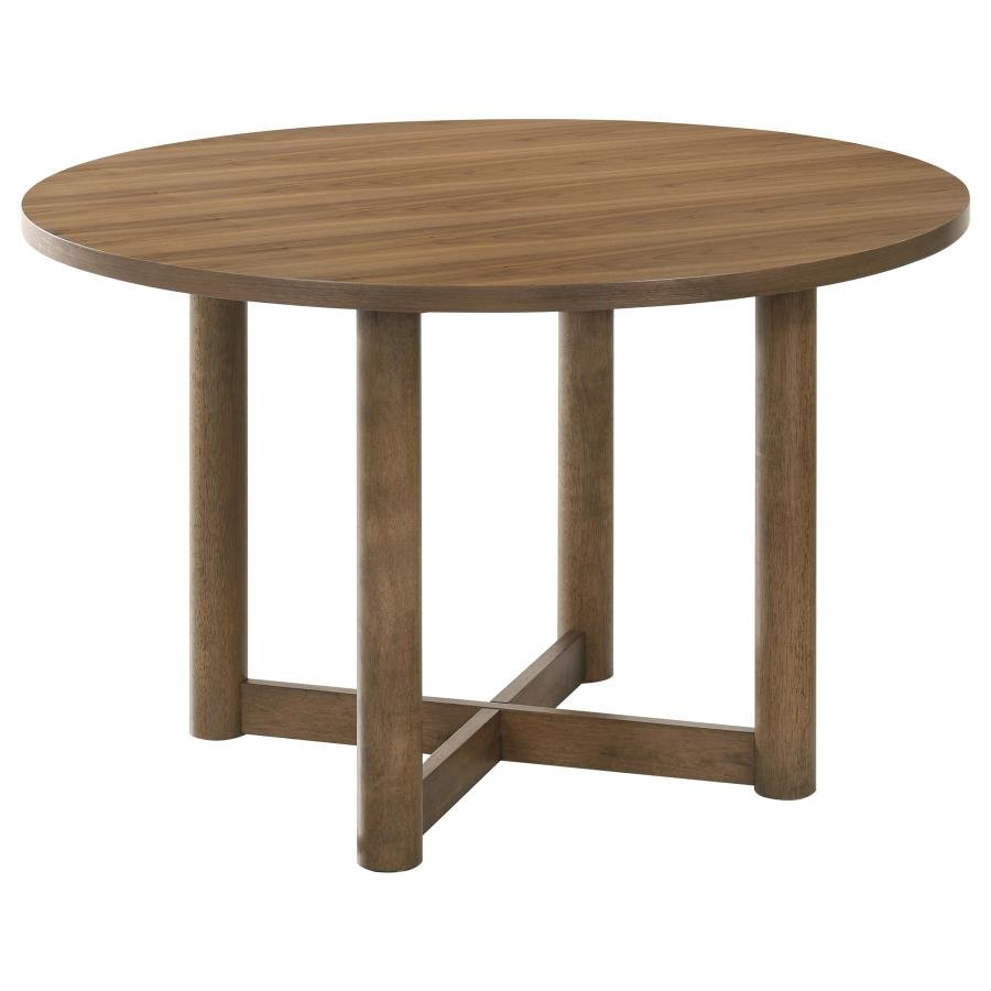 Crestmore 46 - inch Round Wood Dining Table Walnut - Dining Tables available at Alpine Outlets in Denver