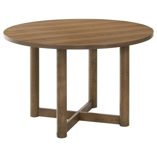 Crestmore 46 - inch Round Wood Dining Table Walnut - Dining Tables available at Alpine Outlets in Denver