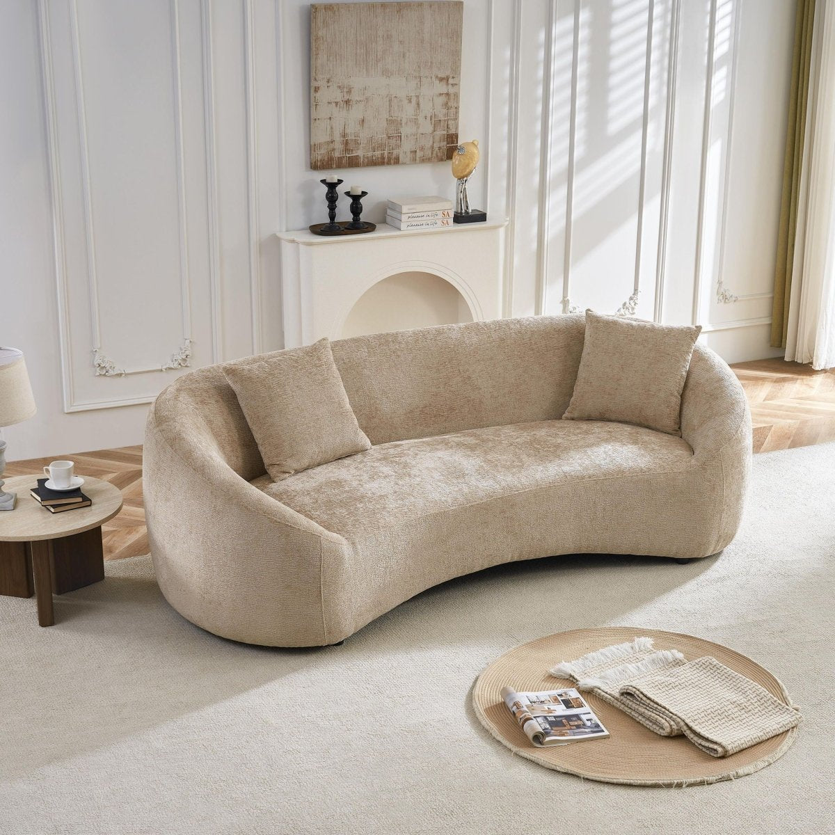 Curved 3 Seater Sofa, Long Living Room Couch - Stationary Sofas available at Alpine Outlets in Denver