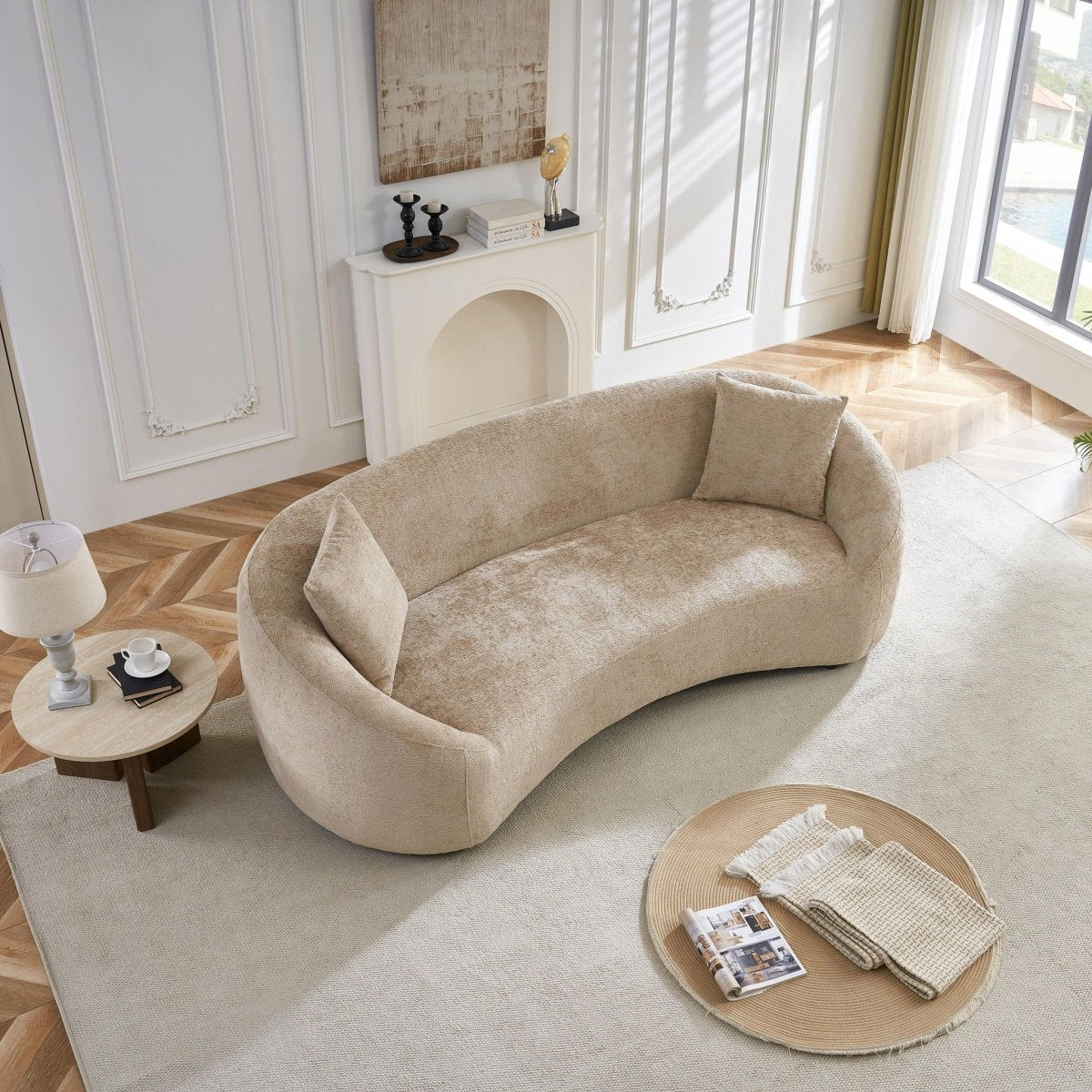 Curved 3 Seater Sofa, Long Living Room Couch - Stationary Sofas available at Alpine Outlets in Denver