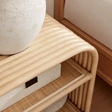 Curved Rattan Side Table with Shelf – Natural 24 Inch - End & Side Tables available at Alpine Outlets in Denver