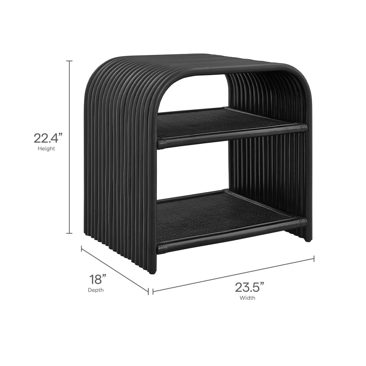 Curved Rattan Side Table with Shelf – Natural 24 Inch - End & Side Tables available at Alpine Outlets in Denver