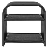 Curved Rattan Side Table with Shelf – Natural 24 Inch - End & Side Tables available at Alpine Outlets in Denver