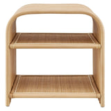 Curved Rattan Side Table with Shelf – Natural 24 Inch - End & Side Tables available at Alpine Outlets in Denver