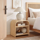 Curved Rattan Side Table with Shelf – Natural 24 Inch - End & Side Tables available at Alpine Outlets in Denver