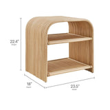 Curved Rattan Side Table with Shelf – Natural 24 Inch - End & Side Tables available at Alpine Outlets in Denver