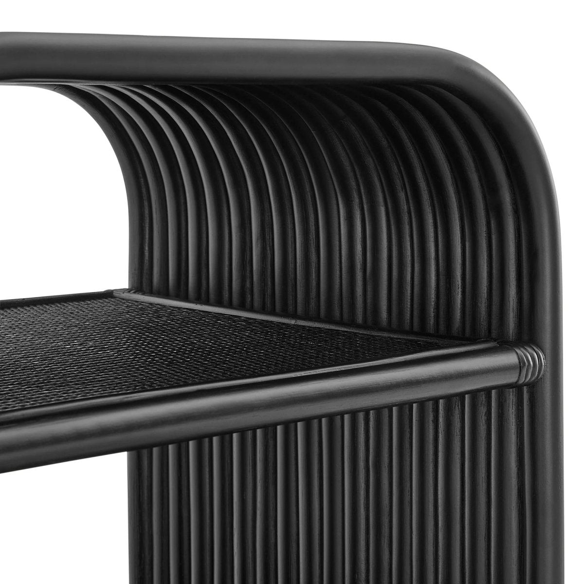 Curved Rattan Side Table with Shelf – Natural 24 Inch - End & Side Tables available at Alpine Outlets in Denver