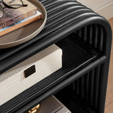 Curved Rattan Side Table with Shelf – Natural 24 Inch - End & Side Tables available at Alpine Outlets in Denver