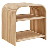 Curved Rattan Side Table with Shelf – Natural 24 Inch - End & Side Tables available at Alpine Outlets in Denver