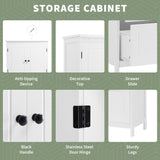 Bathroom Storage Cabinet With 2 Doors And Drawers, Adjustable Shelf