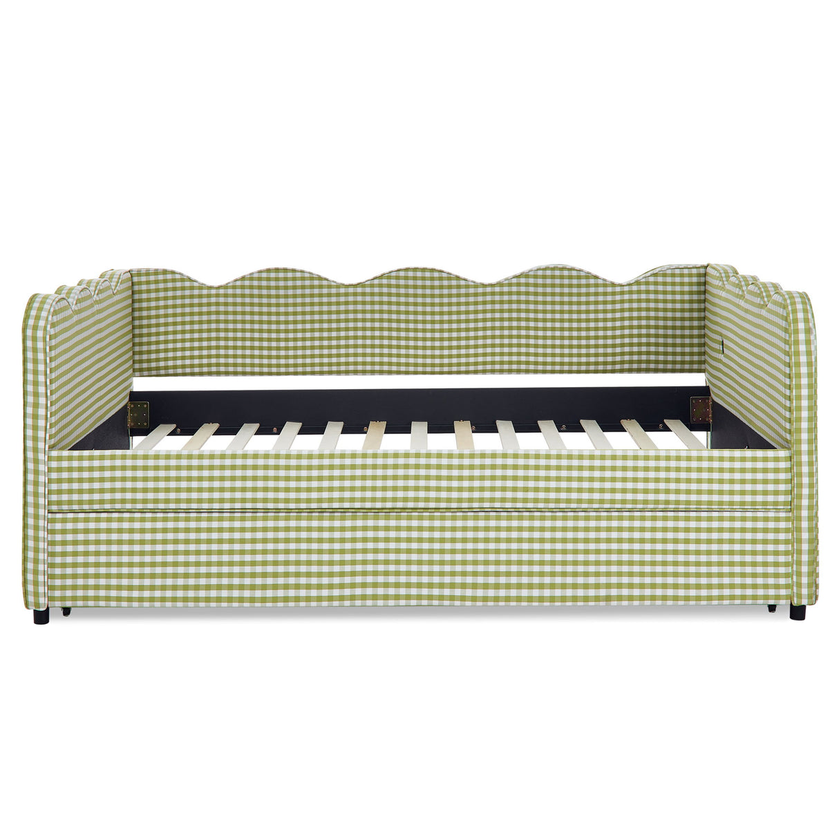 Gingham Daybed With USB Charging Port, Wave-Shaped Design