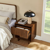 Nightstand With Hidden Charging Station USB Ports & Outlet Hole