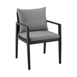 Cayman - Outdoor Patio 7-Piece Dining Table Set In Aluminum With Gray Cushions