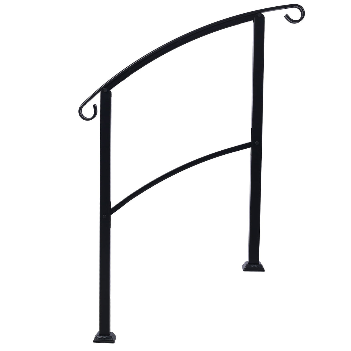 Handrails For Outdoor Steps, Fit 1 Or 3 Steps Outdoor Stair Railing, Flexible Front Porch Hand Rail, Transitional Handrails For Concrete Steps Or Wooden Stairs - Black - Outdoor Decor - Alpine Outlets
