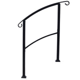 Handrails For Outdoor Steps, Fit 1 Or 3 Steps Outdoor Stair Railing, Flexible Front Porch Hand Rail, Transitional Handrails For Concrete Steps Or Wooden Stairs - Black - Outdoor Decor - Alpine Outlets