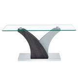 Artistic Rectangular Coffee Table With Tempered Glass Countertop