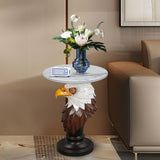 Eagle Head Accent Table, Animal Statue End Tables For Living Room - Brown / Antique White