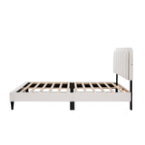 Queen Size Lambswool Petal Headboard Bed Frame With Ambient Light - White