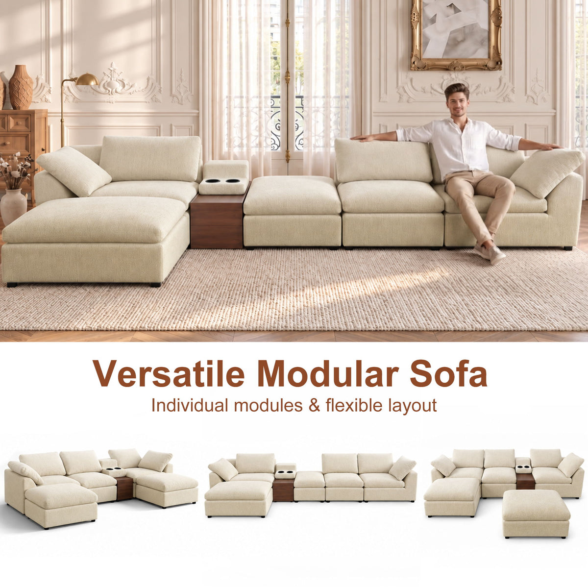 Modular Cloud Couch With Storage Console