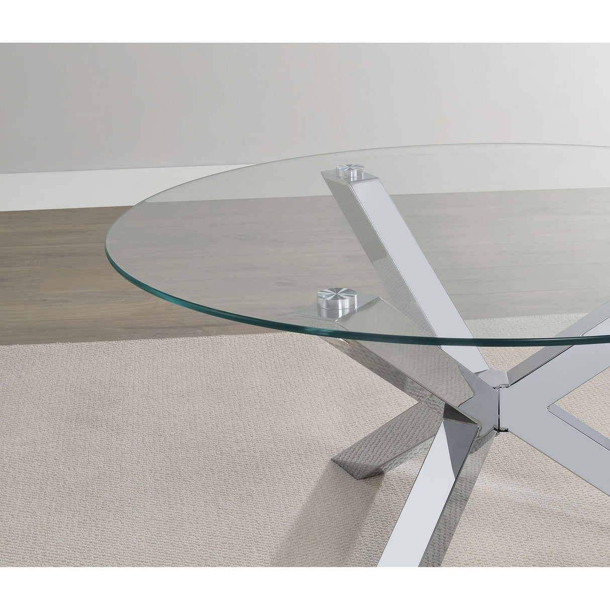 Alexa - Round Tempered Glass Top End Table - Chrome