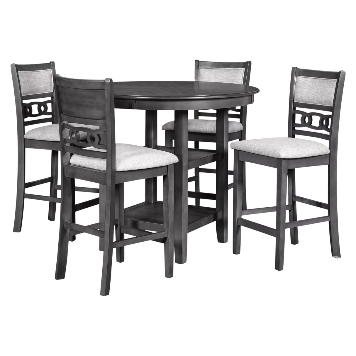 Gia Gray 5 Piece Round Counter Height Dining Room Set