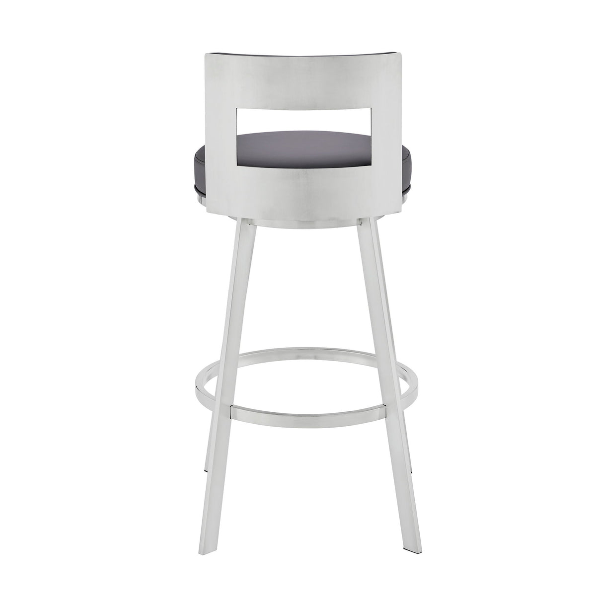 Lynof - Swivel Bar Stool - Brushed Stainless Steel Finish