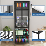3D Printer Cabinet With Double Layer Filament Storage, T-Shaped Filament Bar, Noise Reducing And Dust Proof Design - Black