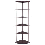 Corner Bookcase With 5 Shelves, Compact Design For Living Room - Cappuccino