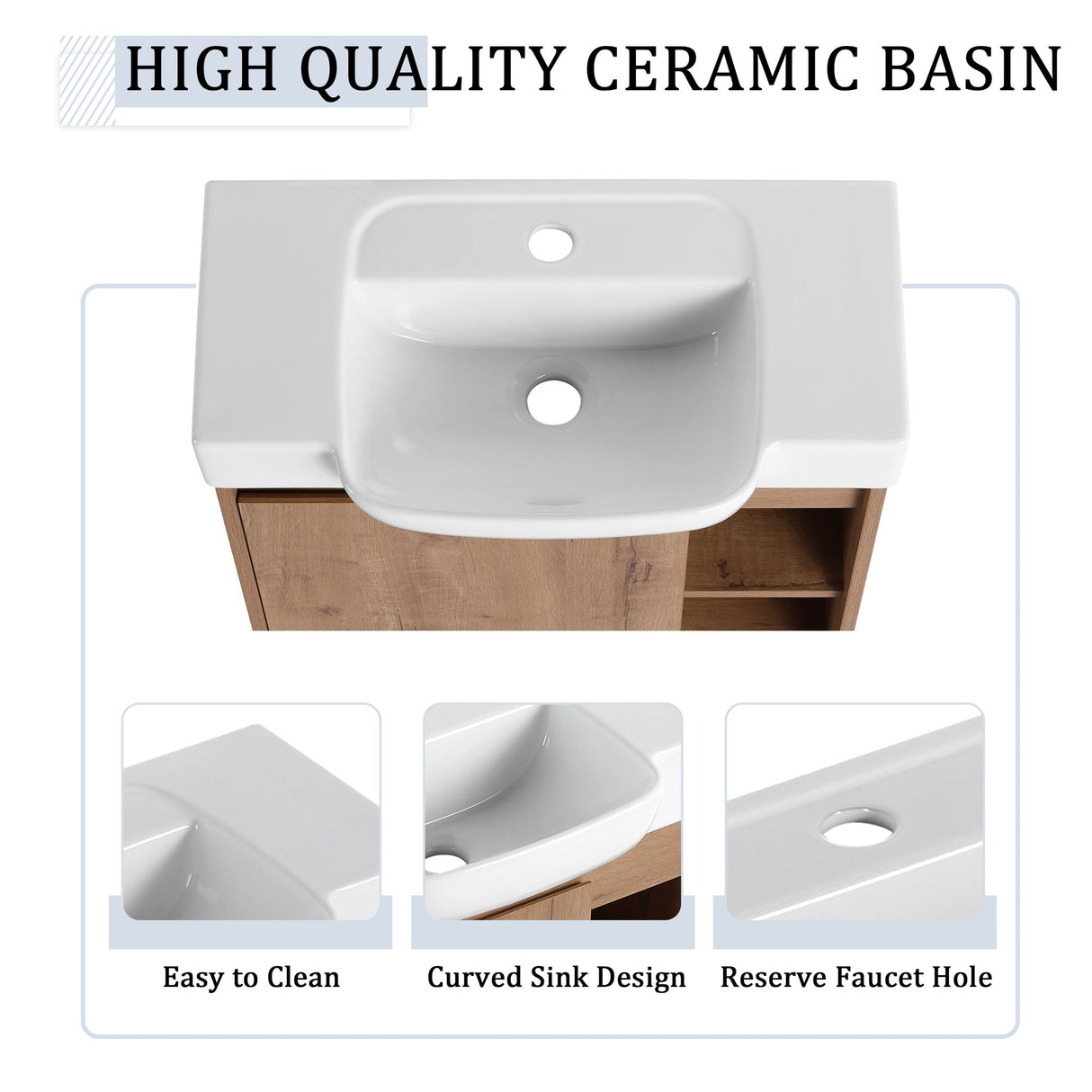 Wall Mounted Bathroom Vanity & Sink & Soft Close Door
