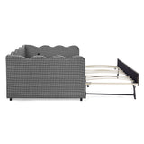 Gingham Daybed With USB Charging Port, Wave-Shaped Design