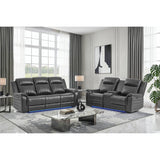 Ian - Power Reclining Sofa With LED & Global Surround System - Charcoal