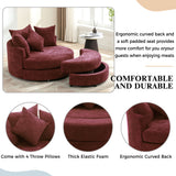 360° Swivel Accent Barrel Chair With Storage Ottoman & 4 Pillows, Modern Leisure Chair Round Accent For Living Room