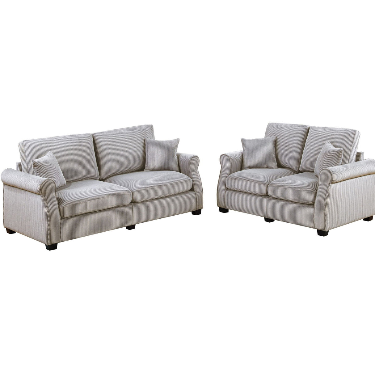 Contemporary 2 Piece Sofa Set With Matching Pillows