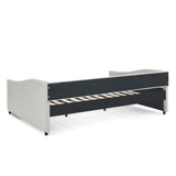 Upholstered Tufted Daybed With Drawers, Waved Arms