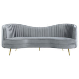 Reigha - Upholstered Sofa Lounge Furniture With Channel Tufted Backrest - Gray