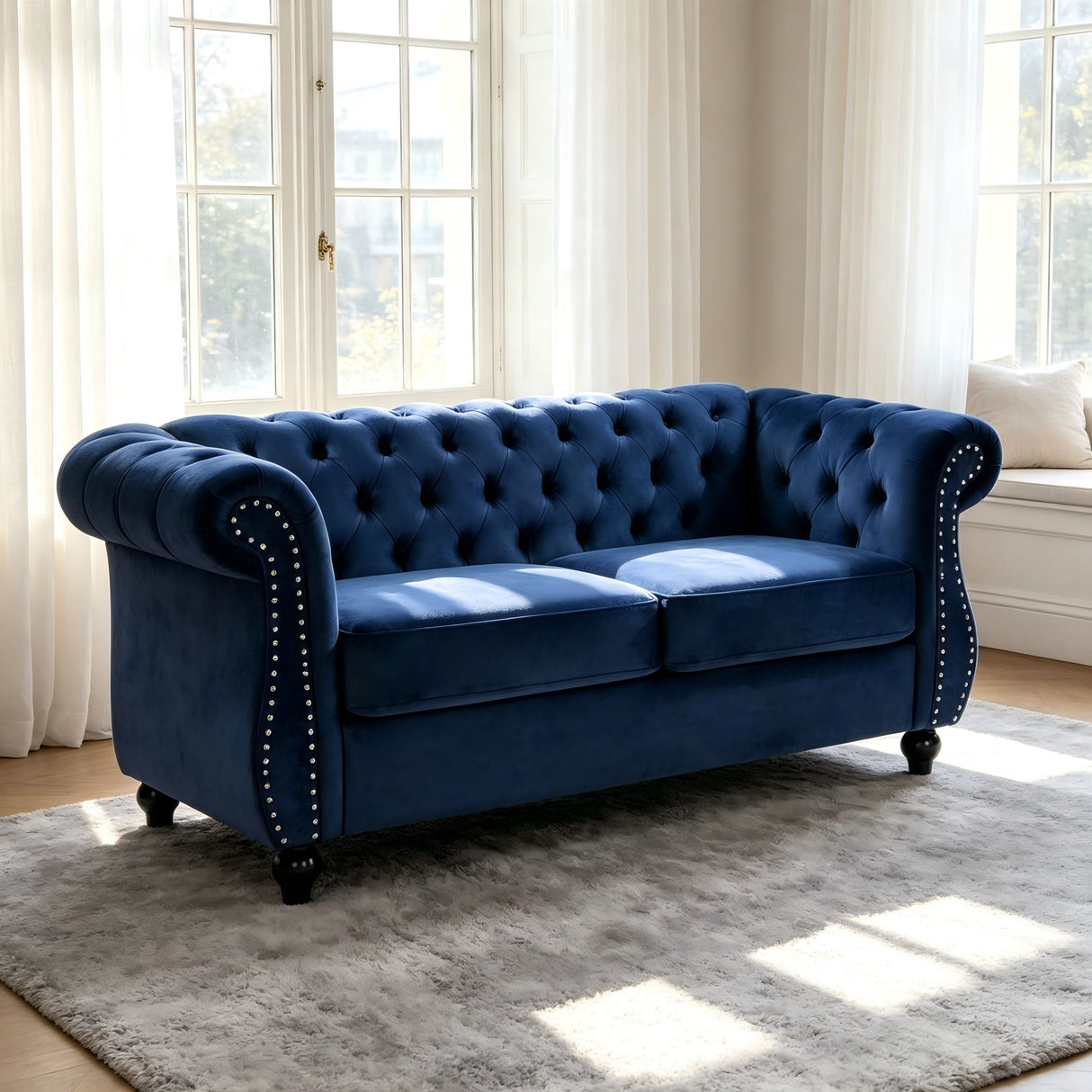 Chesterfield Button Tufted Loveseat With Rolled Arms