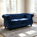 Chesterfield Button Tufted Loveseat With Rolled Arms