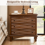 Nightstand With Charging Station, Bedside Table, 3 Drawers, USB And Type - C Ports